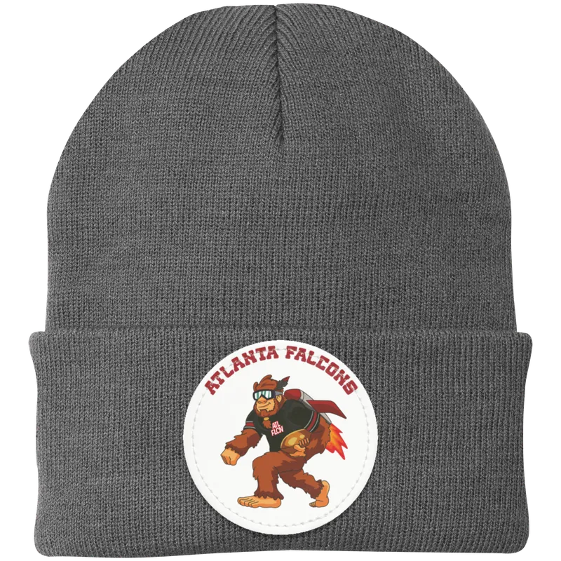 Atlanta Falcons silver knit beanie Sasquatch Sunday graphic