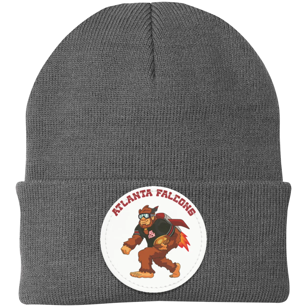 Atlanta Falcons silver knit beanie Sasquatch Sunday graphic