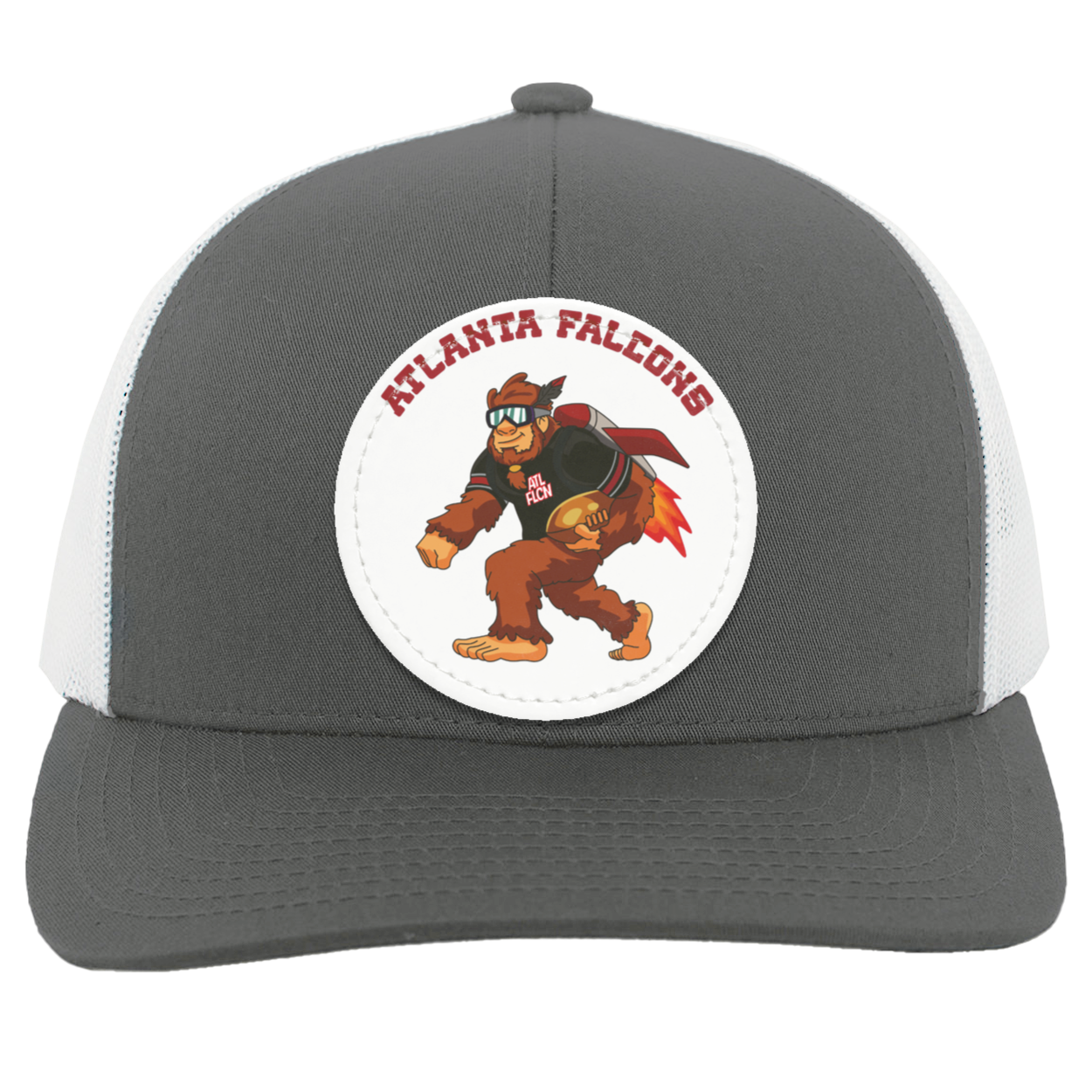 Atlanta Falcons silver trucker snap-back Sasquatch Sunday graphic vegan patch